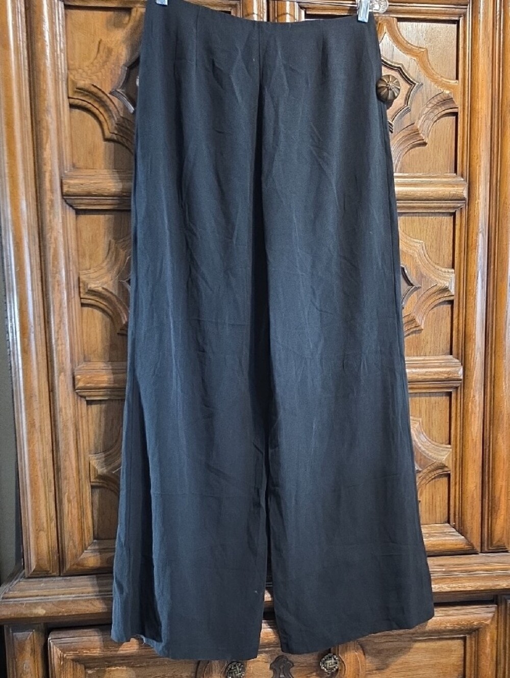 Eileen Fisher Black 100% Silk Wide-Leg Dress Pants - Picture 3 of 5